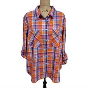 Ralph Lauren‎ orange plaid button down super soft shirt plus size 1X 2X 3x New